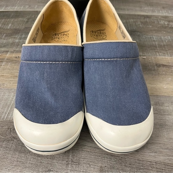 DANSKO Vegan Blue Fabric White Rubber Slip Resistant Mules Size EU 41 US 10.5-11 - Picture 7 of 14